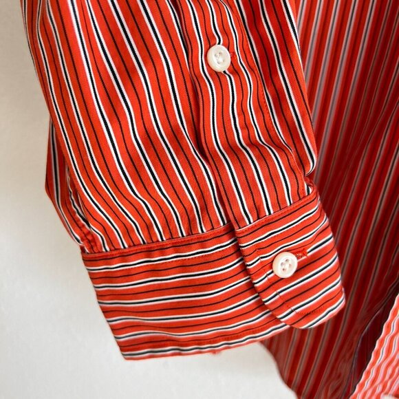 Ralph Lauren Shirt Classic Fit Orange Stripe Button Down Preppy Logo - Picture 5 of 9